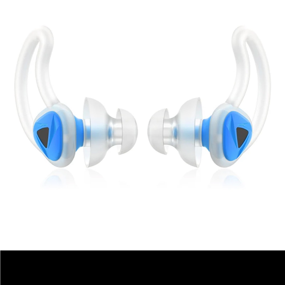 Ergonomic Blue and White Earplugs
